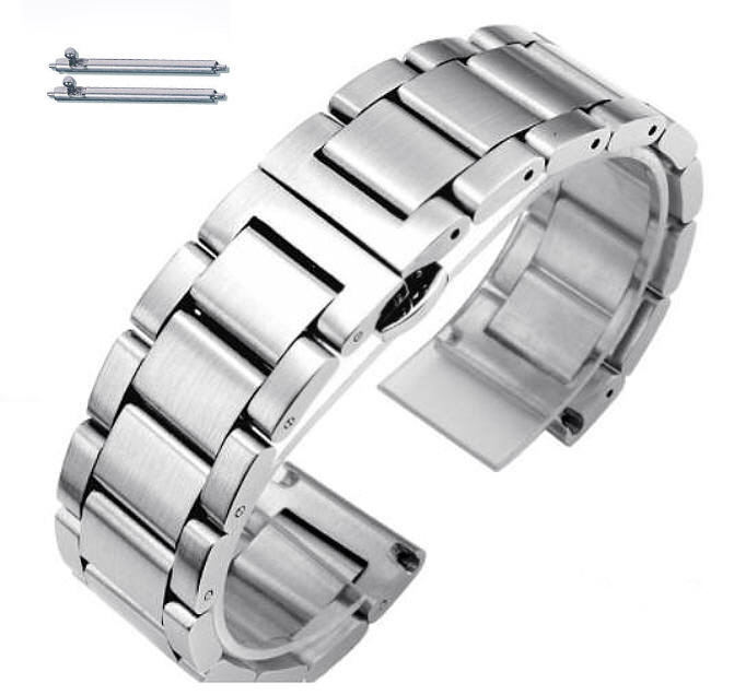 Stainless Steel Brushed Metal Replacement Watch Band Strap Butterfly