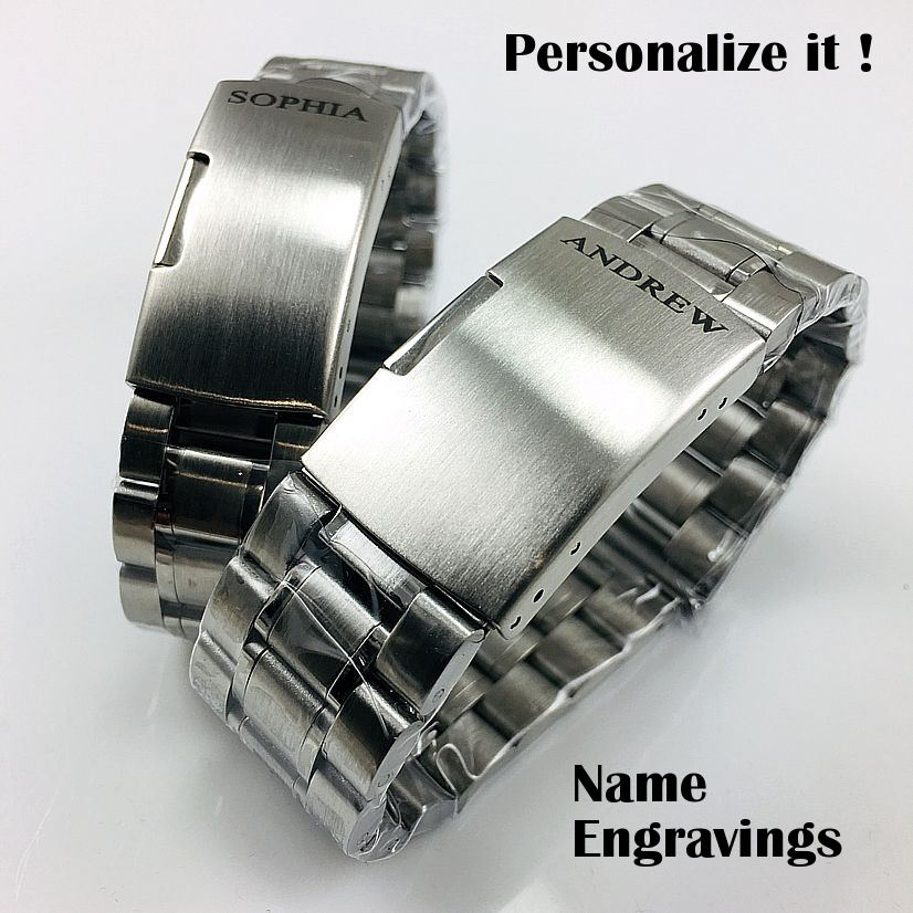 Seiko Compatible Stainless Steel Metal Bracelet Replacement Watch Band Strap Push Button Clasp 5015