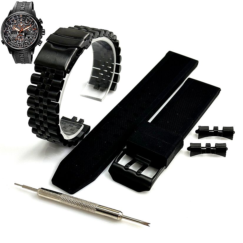 Steel and Silicone Replacement watch band Fits Citizen Navihawk AT