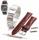 Steel & Leather Replacement Watch Band Strap For Seiko SNKP27 7S26-04V0