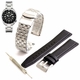 Steel & Leather Replacement Watch Band Strap For Seiko SRPH17 4R35-04Y0 SRPH17K1