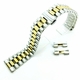 Raymond Weil Compatible Two Tone Metal Steel President Style Replacement Quick Release and Curved End Watch Band #7055