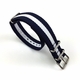 ESQ Compatible White & Navy Stripes One Piece Slip Through Nylon Watch Band Strap SS Buckle #6008