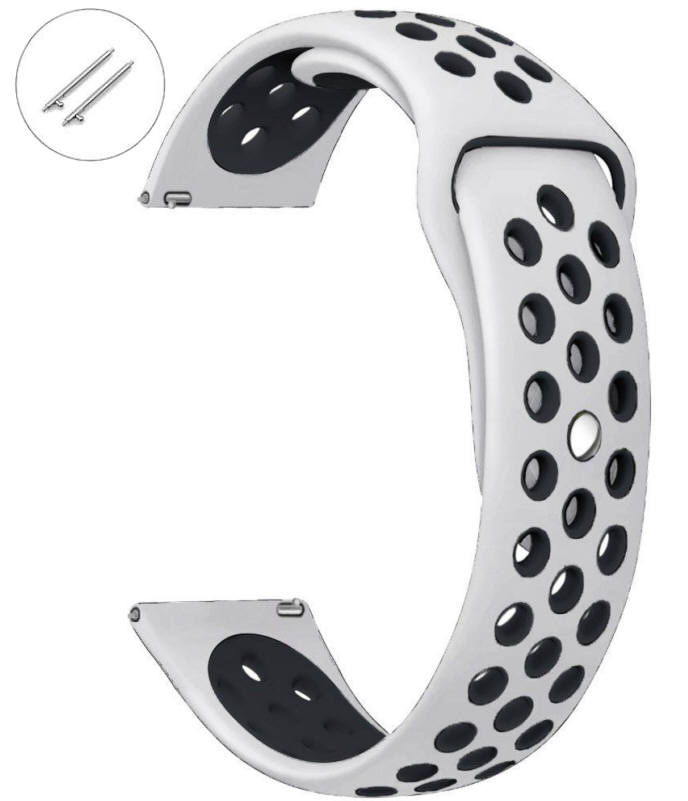 Lacoste Compatible White & Black Silicone Replacement Watch Band Strap Quick Release Pins 4081