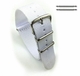 White One Piece Slip Through Nylon Watch Band Strap Silver Steel Buckle #6005