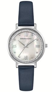 BCBGMAXAZRIA Women’s Silver Crystalized Dial Leather Watch NWT BCBG Max Azria Women main image 2