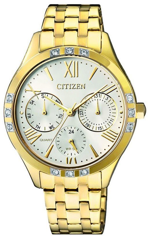 Women's Citizen Multifunction Crystallized Gold Tone Watch ED817251A