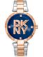 Women's DKNY Essential Logo Two tone Stainless Steel Blue Dial Watch DK1L041M0095