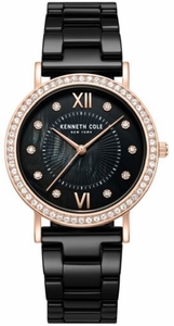 Kenneth Cole Ladies Watch Rare Genuine Leather Stainless Case Black Dial NWOT Vintage Black-dial Kenneth Cole Ladies Dress Watch with  main image 2
