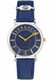Women's Versace Essential Blue Leather Strap Watch VEK400121