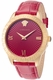 Women's Versace Greca Red Leather Strap Watch VEVC00921