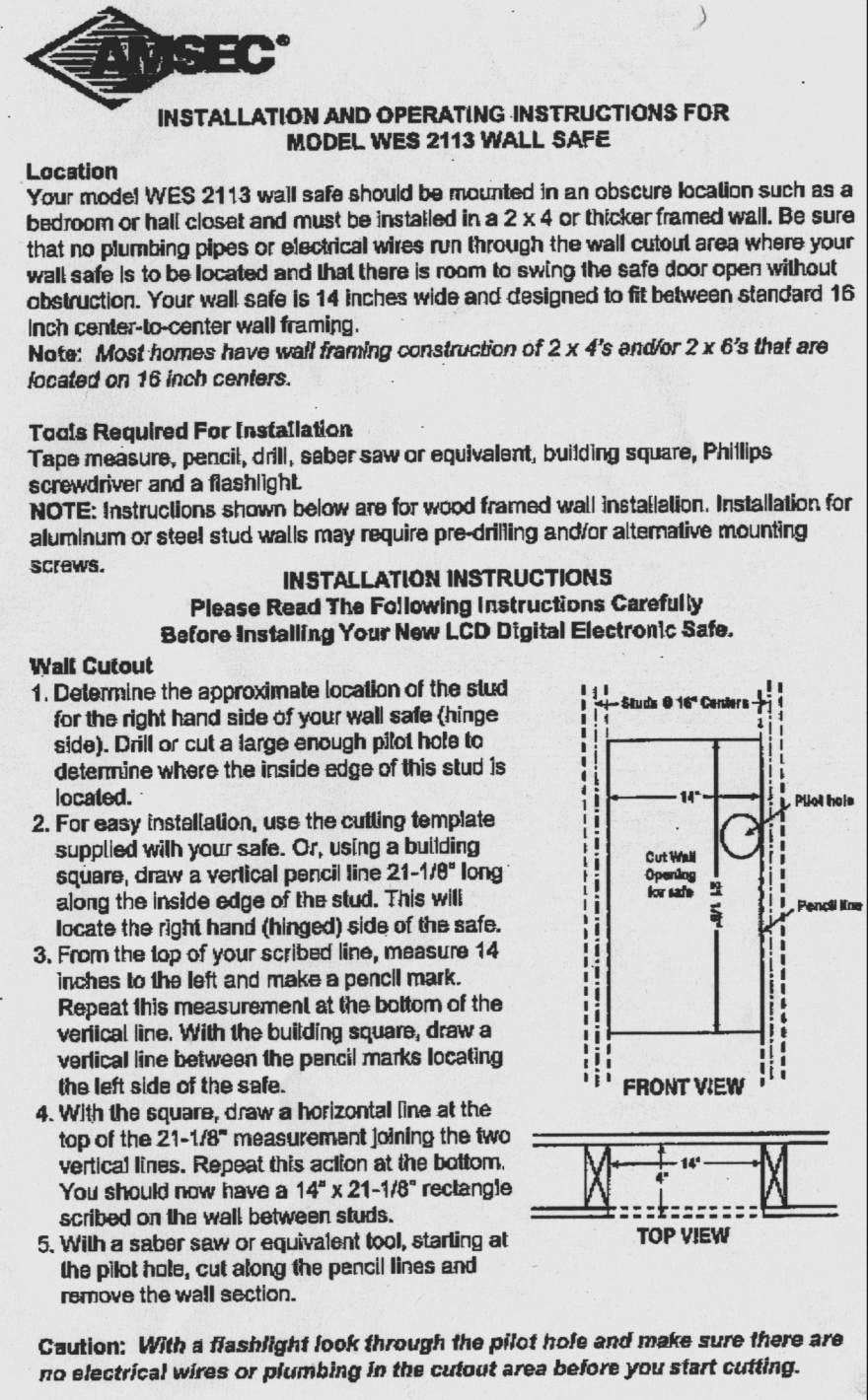 Wall Safe Installation