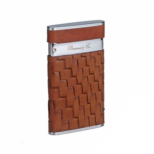 Brizard & Co. Bali and Brown Leather Two Tone Sottile Single Torch Flame Lighter 