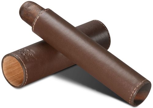 Brizard  Sunrise Coffee Leather and Ebony Single Cigar Tube - Made in USA