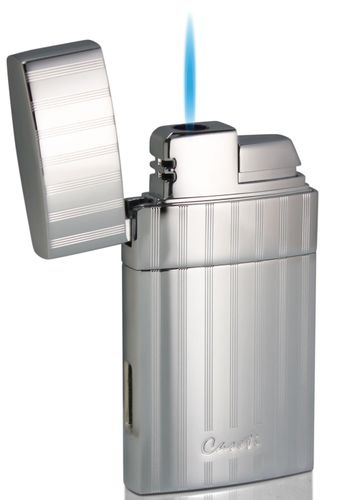 Caseti Troy Polished Chrome Single Torch Flame Cigar Lighter