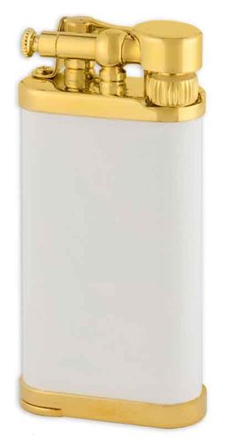 IM Corona Old Boy Gold Plated & White Matte Pipe Lighter