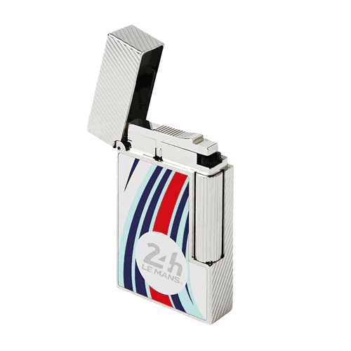 S.T. Dupont Ligne 2 Le Mans Blue and Chrome Flint Lighter