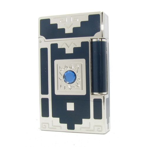 S.T.Dupont Nuevo Mundo Palladium & Blue Lacquer with Stone Line 2 Lighter - Limited Editon