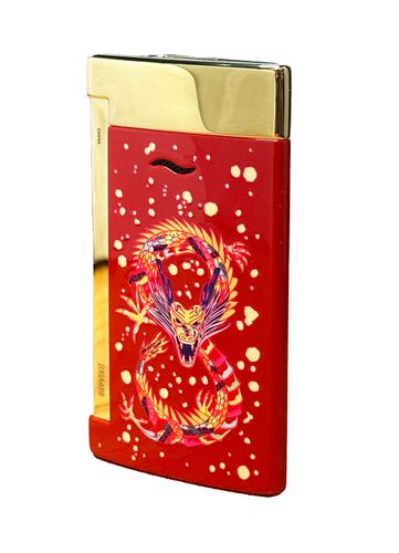 S.T. Dupont Slim 7 Year of the Dragon Burgundy and Golden Flat Flame Lighter