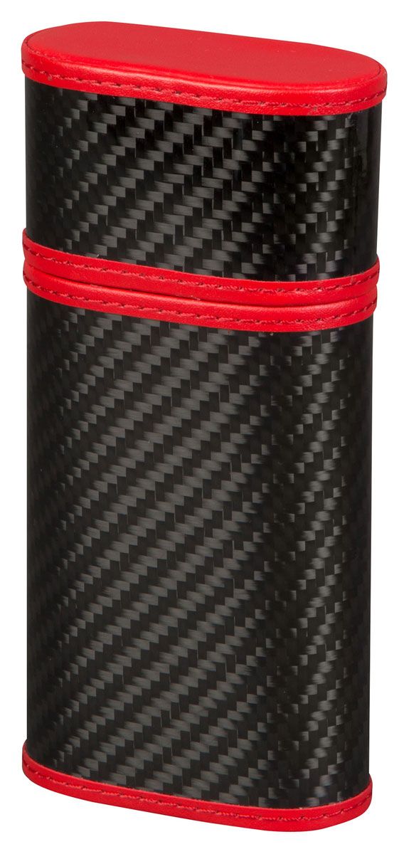 Tonino Carbon Fiber and Red Leather 3 Cigar Case