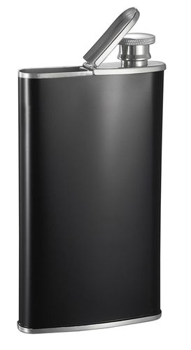 Visol Edian Stainless Steel Matte Black 4oz Hip Flask with Built-in Cigar Holder 