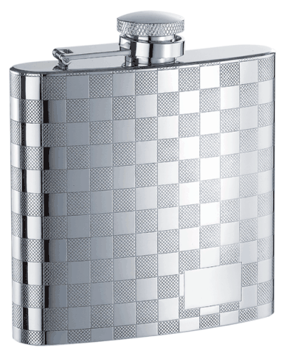 Visol 6 oz Checkered Design Stainless Steel Flask