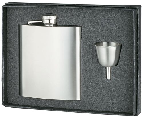Visol 8 oz Fraternity Hip Flask & Funnel Gift Set - Greek Letters Engraving