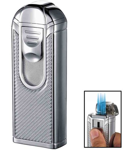 Visol Alec IV Quadruple Jet Flame White Carbon Fiber Table Lighter