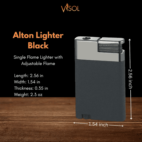 Visol Alton Single Torch Flame Cigar Lighter - Black