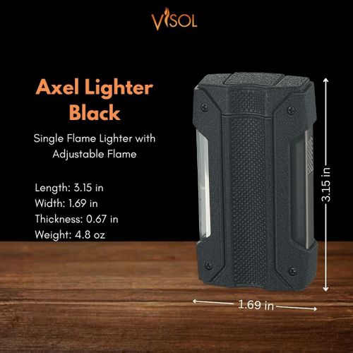 Visol Axel Single Torch Flame Cigar Lighter - Black