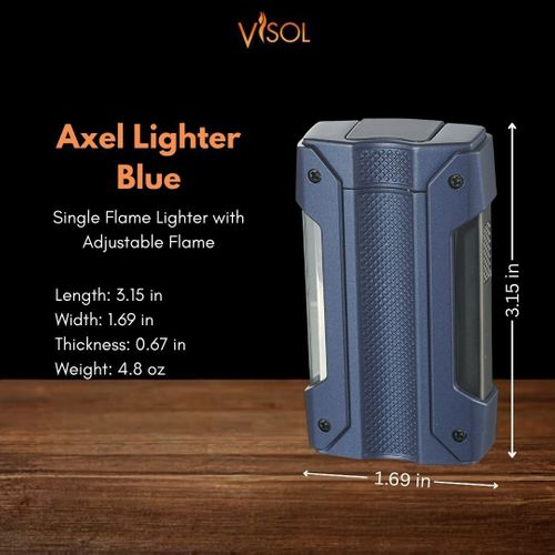 Visol Axel Single Torch Flame Cigar Lighter - Blue