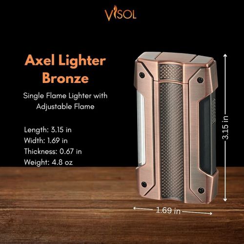 Visol Axel Single Torch Flame Cigar Lighter - Bronze