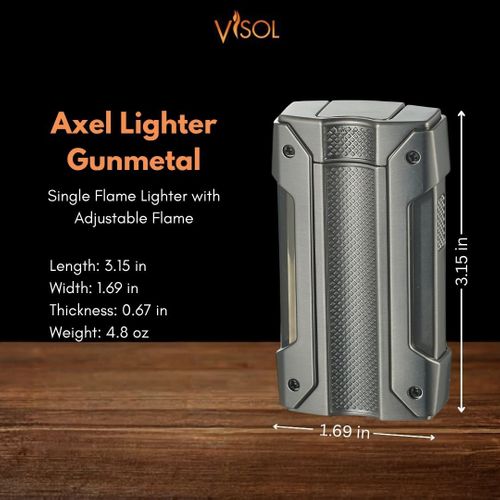 Visol Axel Single Torch Flame Cigar Lighter - Gunmetal