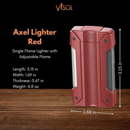 Visol Axel Single Torch Flame Cigar Lighter - Red