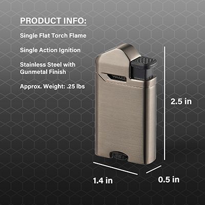 Visol Axis Flat Flame Torch Butane Lighter - Gunmetal