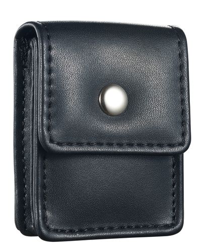Black Leather Belted Square Lighter Pouch