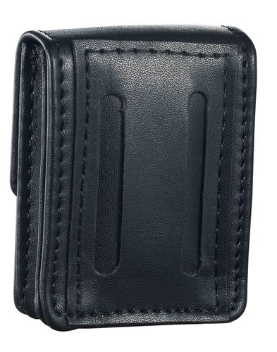 Black Leather Belted Square Lighter Pouch