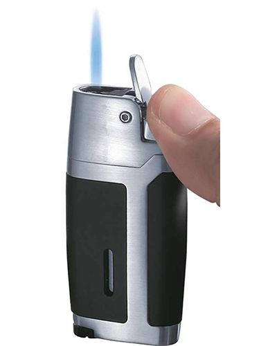 Visol Bron Matte Black & Brushed Chrome Single Jet Torch Lighter Visol Bron Matte Black & Brushed Chrome Single Jet Torch Lighter