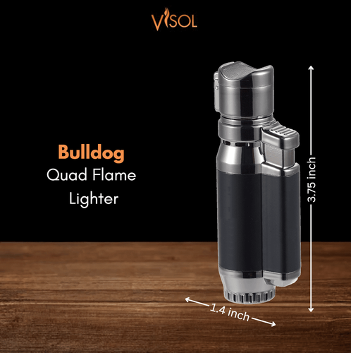 Visol Bulldog Quad Flame Cigar Lighter - Black