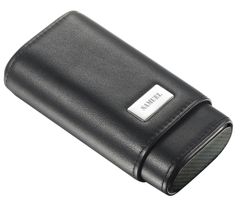 Visol Burgos Black Leather Cigar case - Holds 3 Cigars