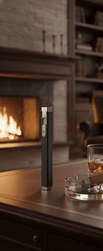Visol Canary Black Single Torch Cigar Lighter with Built-In Punch Cutter