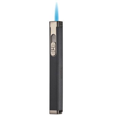 Visol Canary Black Single Torch Cigar Lighter with Built-In Punch Cutter