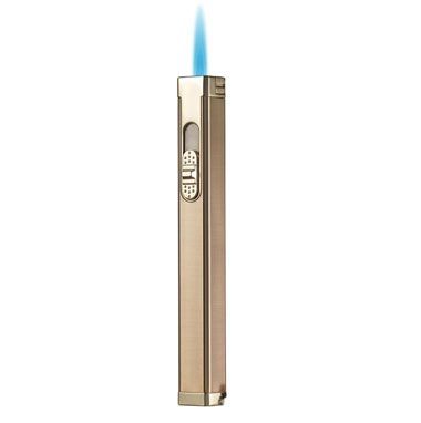 Visol Canary Gold Single Torch Cigar Lighter with Built-In Punch Cutter