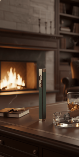 Visol Canary Green Single Torch Cigar Lighter with Built-In Punch Cutter