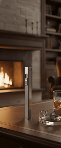 Visol Canary Gunmetal Single Torch Cigar Lighter with Built-In Punch Cutter