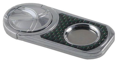 Visol Chrome with Metallic Green Carbon Fiber Single Blade Cigar Cutter