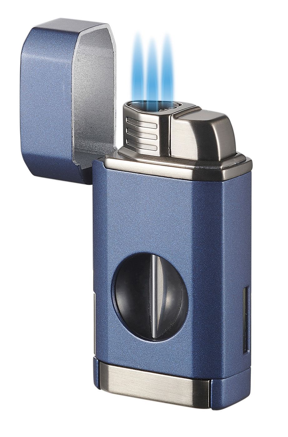 Visol Diablo Triple Torch Flame Lighter w/ Spring V Cutter Navy Blue
