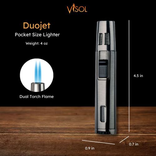 Visol DuoJet Dual Flame Cigar Lighter - Gunmetal