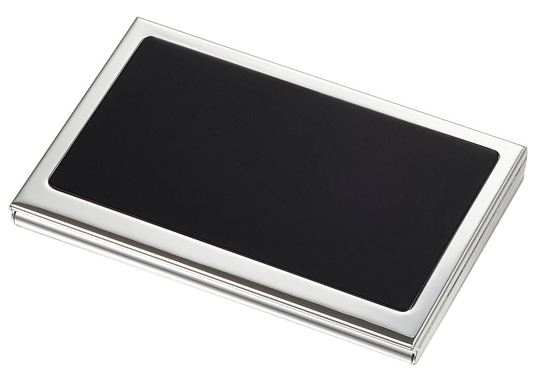 Visol Evette Silver Plated Business Card Holder Builtin Mirror