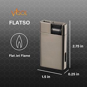 Visol Flatso Flat Torch Cigar Lighter - Gunmetal Visol Flatso Flat Torch Cigar Lighter - Gunmetal